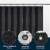 Waffle Weave Fabric Shower Curtain - 72&quot; W x 84&quot; H - Black Perspective: back