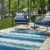 Linon Indoor Outdoor Washable Beck Polyester Area 5'x7' Rug in Ivory and Blue Perspective: back