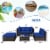 5PC Rattan Patio Conversation Set Outdoor Furniture Set w/ Ottoman Cushion Perspective: back
