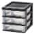 IRIS USA Compact 3 Drawer Plastic Desktop Storage Organizer, Black (2 Pack) Perspective: back