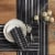 Split P Railroad Stripe Woven Black Table Runner 15 x 72 Perspective: back