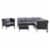 CorLiving 7pc Patio Sectional Set with Chair  - Black with Ash Gray Cushions Perspective: back