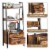Fabato 3 Tier Display Bookcase with Ladder Shelves and Metal Frame, Rustic Brown Perspective: back