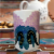 15oz Ceramic Coffee Mug - Black Cat Purple Blue Floral - Dia De Los Muertos - Day Of The Dead Perspective: back