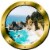 VWAQ Ocean Cliff Aerial View Peel and Stick Gold Window Porthole Wall Decal - GP41 Perspective: back