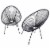 Luxury Living Furniture Egg Shaped Papasan Acapulco Chair Set of 2 in Black Perspective: back