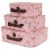 Jewelkeeper Pink Floral Paperboard Suitcases, Set of 3 Perspective: back