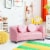 Gymax 2 Seat Kids Sofa Armrest Chair with Two Cloth Pillows Perfect for Girls Pink Perspective: back