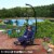 Hanging Hammock Camping Chair Swing w/Armrest - Drink Holder and Footrest - Blue Perspective: back