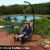 Hanging Hammock Camping Chair Swing w/Armrest - Drink Holder & Footrest - Beige Perspective: back