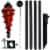 2-Pack Patio Torches Metal Swirl Red Glass Outdoor Lawn Garden Tabletop Decor Perspective: back
