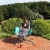 Sunnydaze Resin Wicker Hanging Egg Chair with Steel Stand/Cushions - Blue Perspective: back