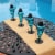 8-Pack Patio Torches Metal Swirl Blue Glass Outdoor Lawn Garden Tabletop Decor Perspective: back