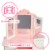 Fantasy Fields Kids Vanity Table Set Little Girl Makeup Dressing Desk Pink/White Perspective: back