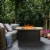 Peaktop Outdoor Rectangular Propane Ceramic Gas Fire Pit with Steel Base, Black/Stone Perspective: back