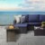 Peaktop Outdoor 28  Propane Gas Fire Pit with Tabletop and Woven Textilene Base for Garden Perspective: back
