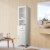 Elegant Home Fashions Wooden Bathroom Linen Storage Cabinet Freestanding Space Saver, White Perspective: back