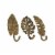 Set of 3 Cast Iron Gold Tropical Leaf Decorative Wall Hooks Towel Hanger Rack - Gold Perspective: back