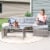 Sunnydaze Longford Rattan Patio Low-Back Chaise Sectional Set - Stone Gray Perspective: back