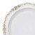 7.5  White with Gold Vintage Rim Round Disposable Plastic Appetizer/Salad Plates (120 Plates) Perspective: back