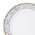 7.5  White with Blue and Gold Chord Rim Plastic Appetizer/Salad Plates (120 Plates) Perspective: back
