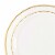 10.25  White with Gold Edge Rim Plastic Dinner Plates (120 Plates) Perspective: back