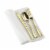 Gold Plastic Cutlery White Napkin Rolls Set - Napkins, Forks, Knives, Spoons (100 Guests) Perspective: back