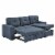 Oadeer Home 88.5  Pull-out Bed Sofa & Chaise in Blue Perspective: back