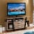 Smart Home Furniture Wood TV Stand for TVs up to 43  in Dark Taupe Brown/Black Perspective: back