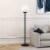 Metal Globe & Stem Floor Lamp in Black - Henn&Hart Perspective: back