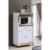 Hodedah Wheeled Microwave Island Cart with Drawer and Cabinet Storage, White Perspective: back