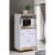 Hodedah Wheeled Kitchen Microwave Cart with Drawer and Cabinet Storage, White Perspective: back