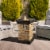 Teamson Home Outdoor Square Slate Rock Propane Gas Fire Pit for Garden Patio Decor, Natural Perspective: back