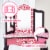 Teamson Kids Vanity Table and Stool Set in Black and Pink Leopard Perspective: back