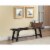 Transitional Style Bench In Acacia Wood Gray- Saltoro Sherpi Perspective: back