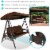 Sunnydaze 3-Person Steel Patio Swing Bench with Side Tables/Canopy - Brown Perspective: back