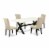 5Pc Set, A Table And 4 Parson Chair With Black Leg And Pu Leather Color Eggnog Perspective: back