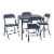 5 Piece Navy Folding Card Table And Chair Set Perspective: back