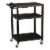 Adjustable-Height Mobile Black Plastic Utility AV Cart with Power Strip Perspective: back
