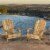 Noble House Hayle Reclining Wood Adirondack Chair w/Footrest (Set of 2) Natural Perspective: back