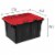 Sterilite 12 Gallon/45 Liter Hinged Lid Industrial Tote, Red Lid (18 Pack) Perspective: back