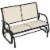 2-Person Outdoor Glider Bench Double Rocking Chair for Patio Garden Porch Beige Perspective: back