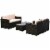 Outside Rattan Wicker Chair Loveseat Set for Patio w/ Glass Coffee Table, Brown Perspective: back