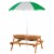 Fir Wood Kids Table Set with Parasol and Storage Space, Natural Wood Color Perspective: back