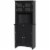 Wooden Dining Room Cupboard Pantry with Framed Glass Doors and Open Counter Perspective: back