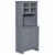 Wooden Dining Room Cupboard Pantry with Framed Glass Doors and Open Counter Perspective: back