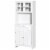 Wooden Dining Room Cupboard Pantry with Framed Glass Doors and Open Counter Perspective: back