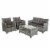 4-pc Outside Deck & Balcony Wicker Furniture Set w/ Seating & Coffee Table Grey Perspective: back