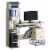 Wood Desktop Corner Working Desk with 4-Tier Shelving and Pullout Keyboard Tray Perspective: back