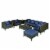Outside Sitting & Conversation Sofa Set w/ Thick Sofa Cushions & Tea Table, Navy Perspective: back